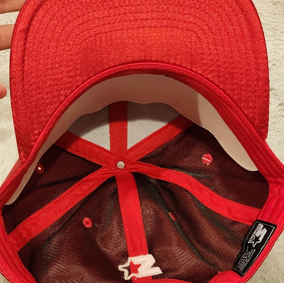 Starter Cliff Out Satin Snapback Hat Red 6C3G0099 NTW OSFM Retro Embroidered 90s - Picture 4 of 7